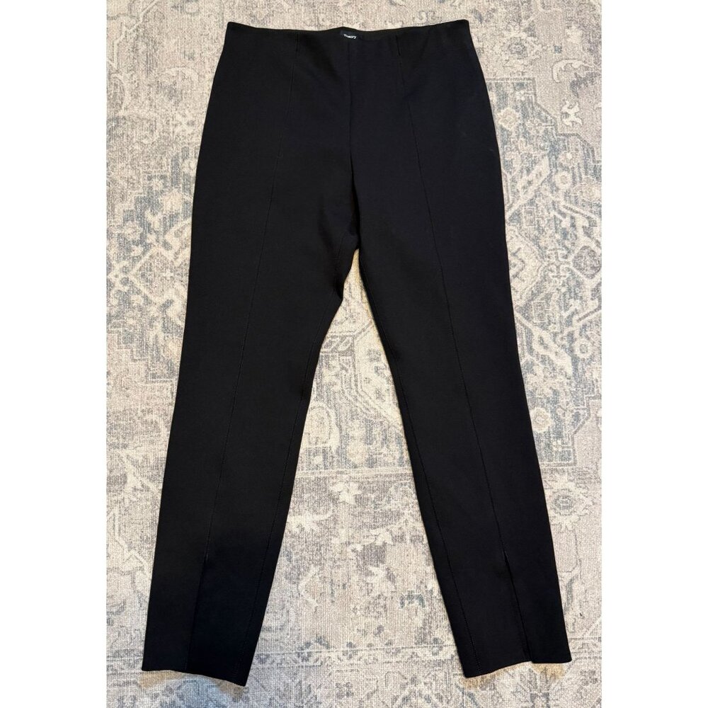 Theory Women's Black Slit Scuba Legging Pants Large Mid Rise Career Office